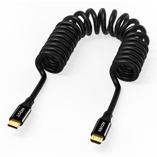 AGVEE 1.6ft Coiled USB-C to Micro USB Cable, [USB-IF Certified]