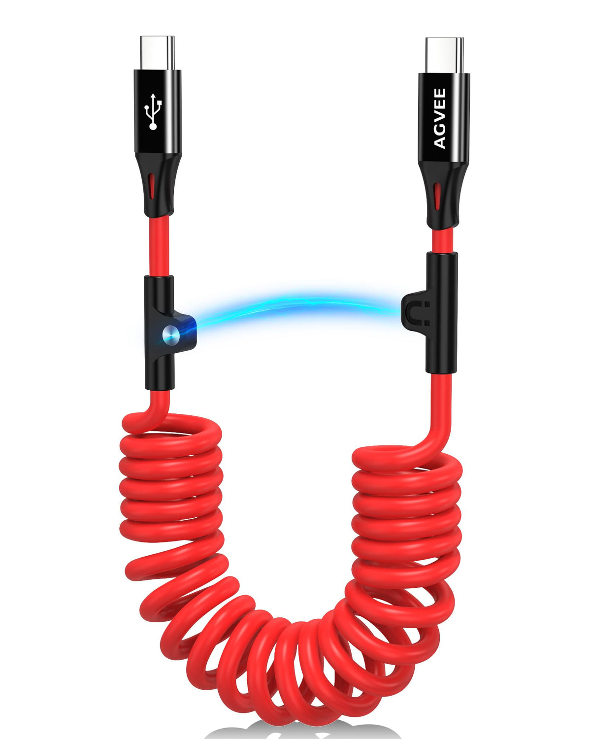AGVEE 5ft Coiled USB-C to USB-C Cable [USB-IF Certified] Carplay