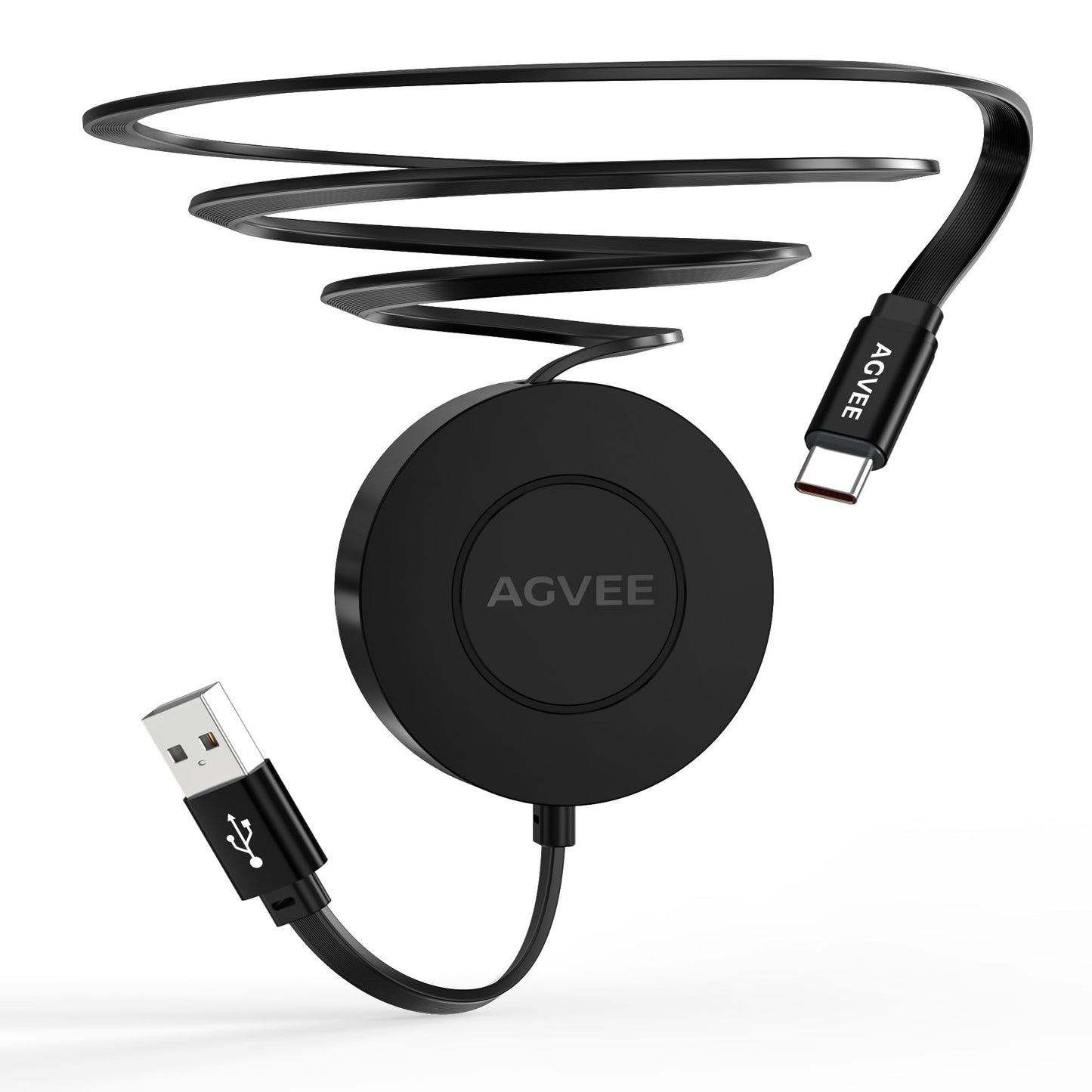 AGVEE 1.6ft Fixed / 2.3ft Extend Single-End Retractable USB C Cable