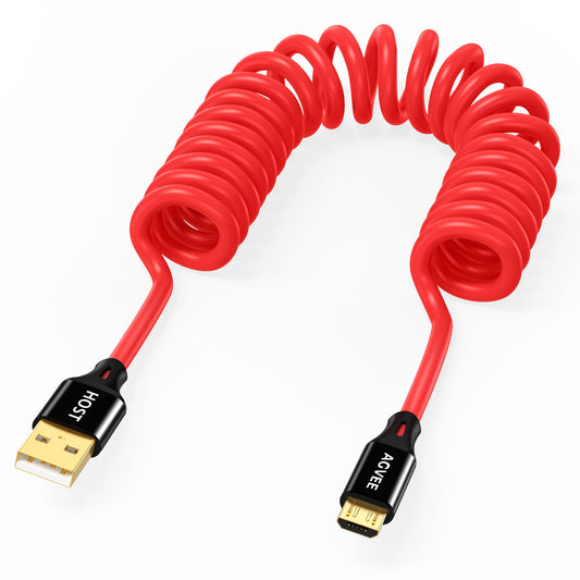 AGVEE 1.6ft Coiled USB-A to Micro USB Cable, [USB-IF Certified]