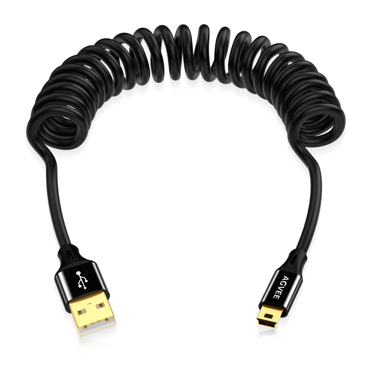 AGVEE 1.6ft Coiled USB-A to Mini USB Cable, [USB-IF Certified]