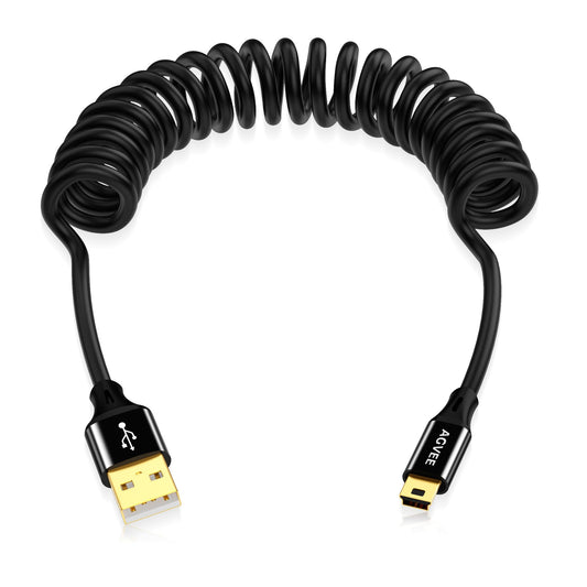 AGVEE 1.6ft Coiled USB-A to Mini USB Cable, [USB-IF Certified]