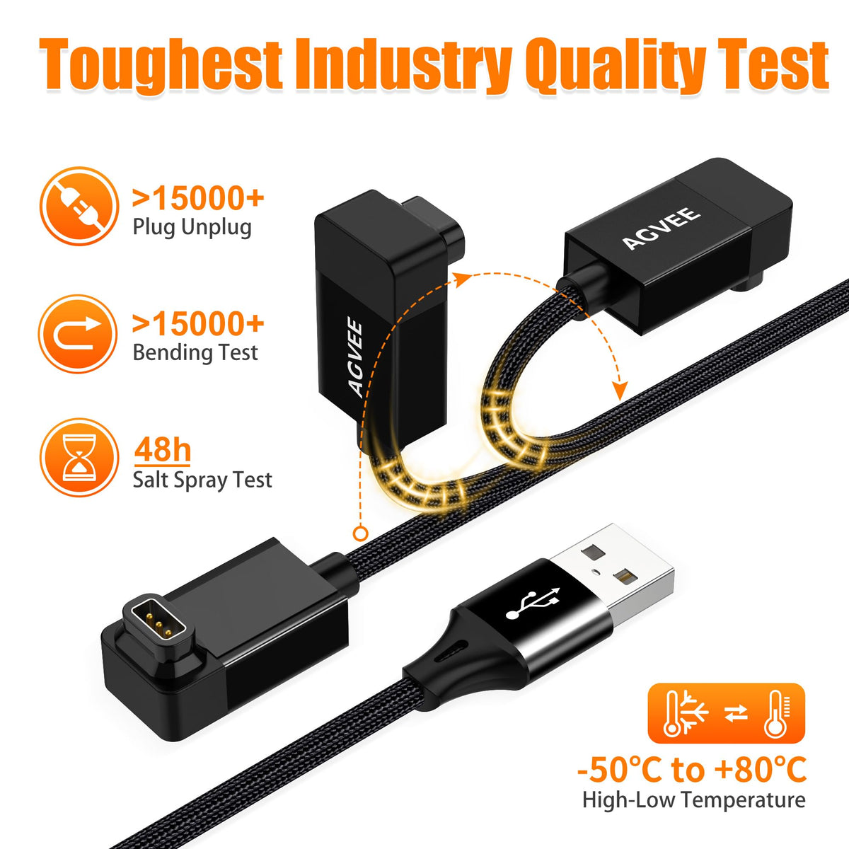 AGVEE 2 Pack 3.3ft Charger for Coros Smartwatch, L-Shape Right Angle