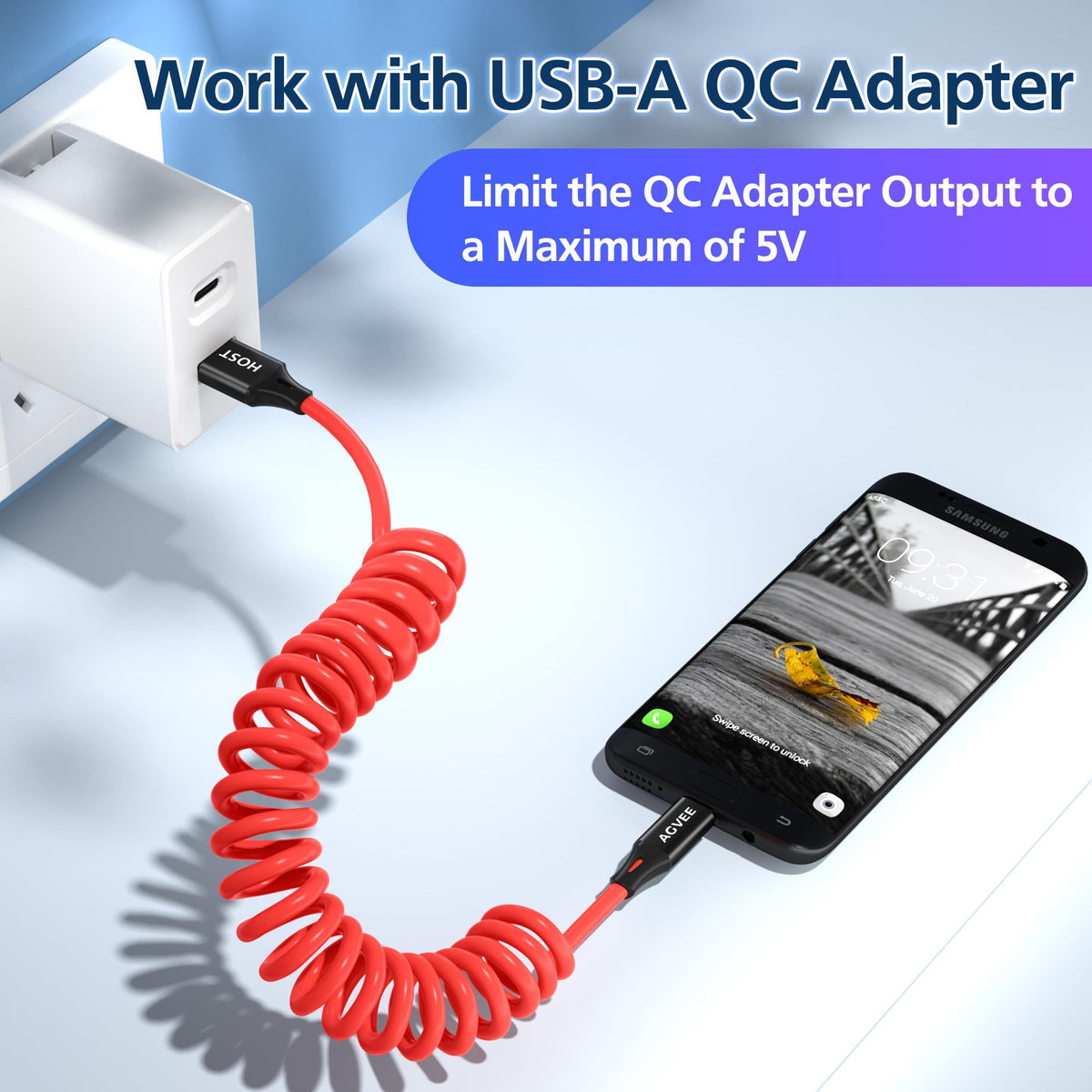 AGVEE 1.6ft Coiled USB-A to Micro USB Cable, [USB-IF Certified]