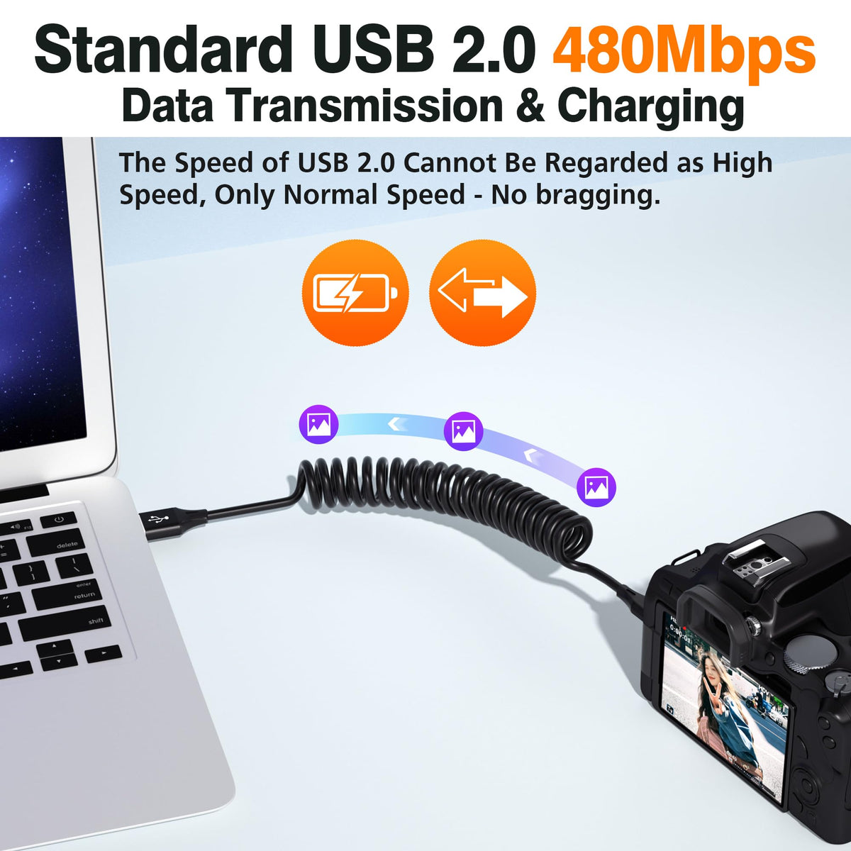 AGVEE 1.6ft Coiled USB-A to Mini USB Cable, [USB-IF Certified]