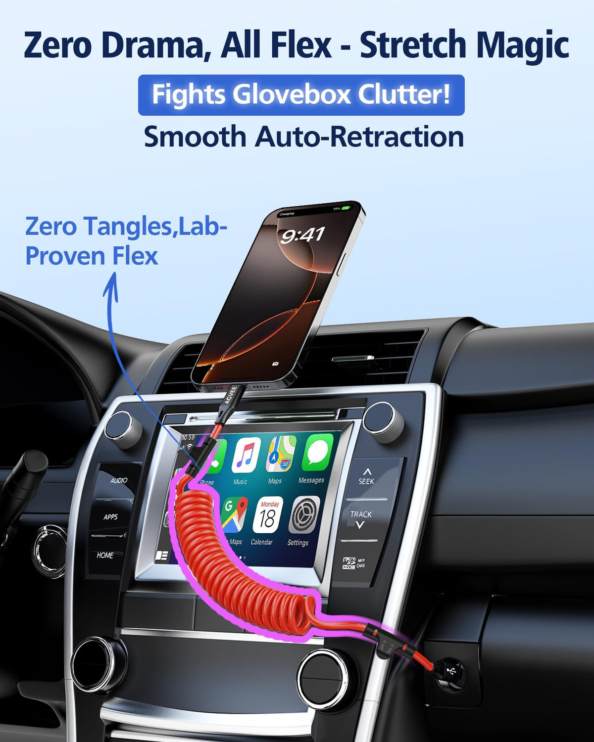 AGVEE 5ft Coiled USB-C to USB-C Cable [USB-IF Certified] Carplay