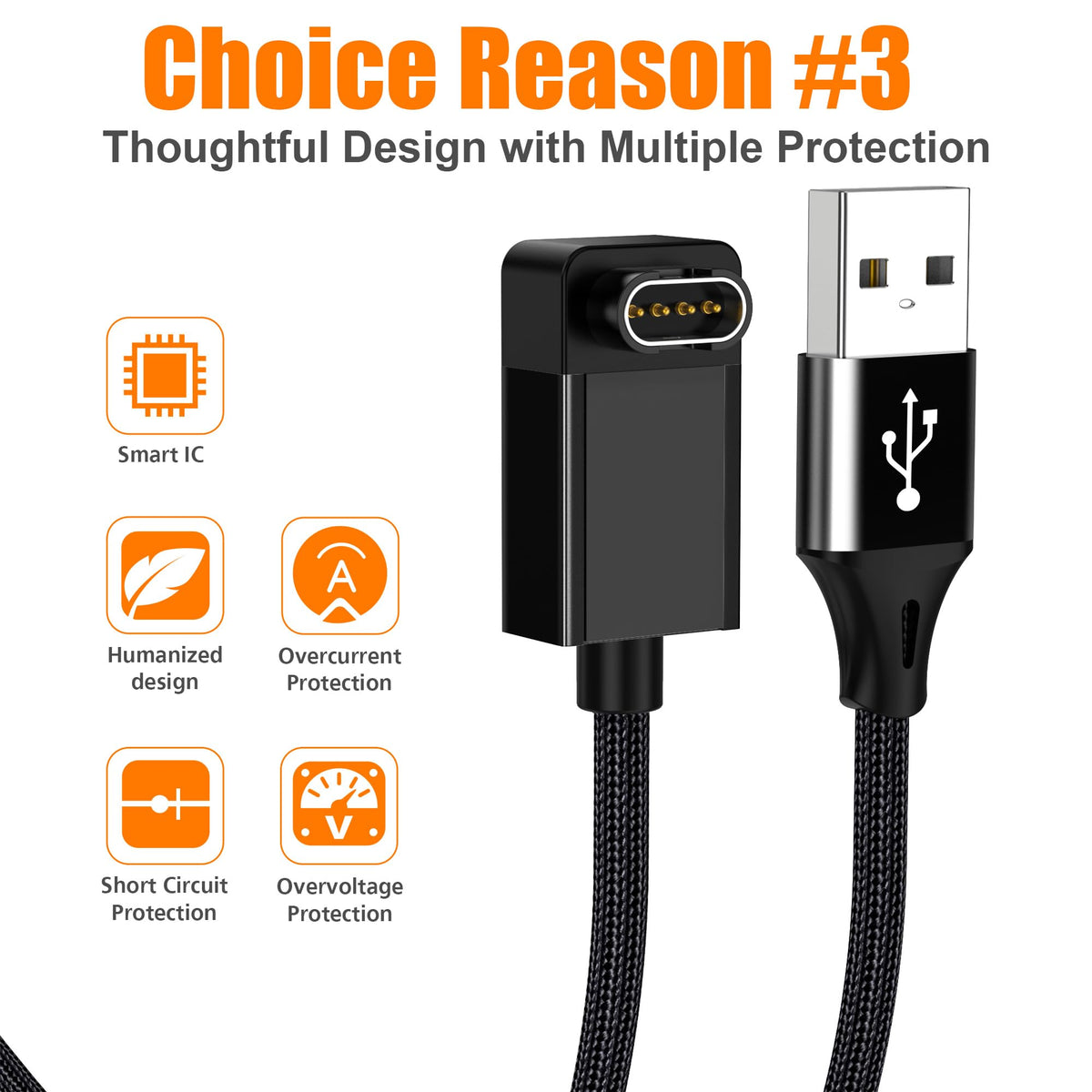 AGVEE 2 Pack 6.6ft Charger for Garmin Watch, L-Shape Nil Gap Charging Cable