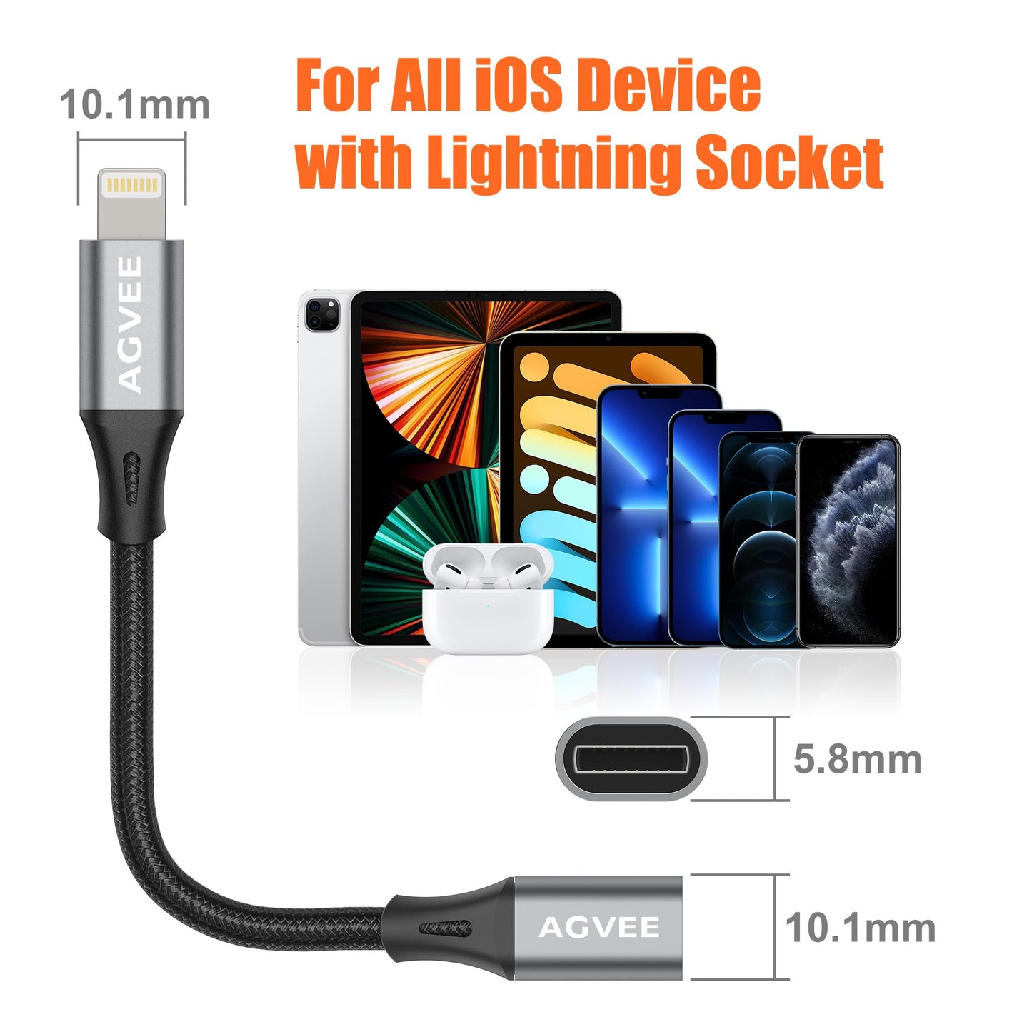 AGVEE 3.3ft Lightning Extension Cable