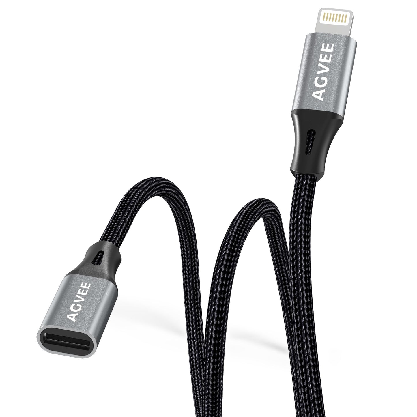 AGVEE 2 Pack 1ft Lightning Extension Cable