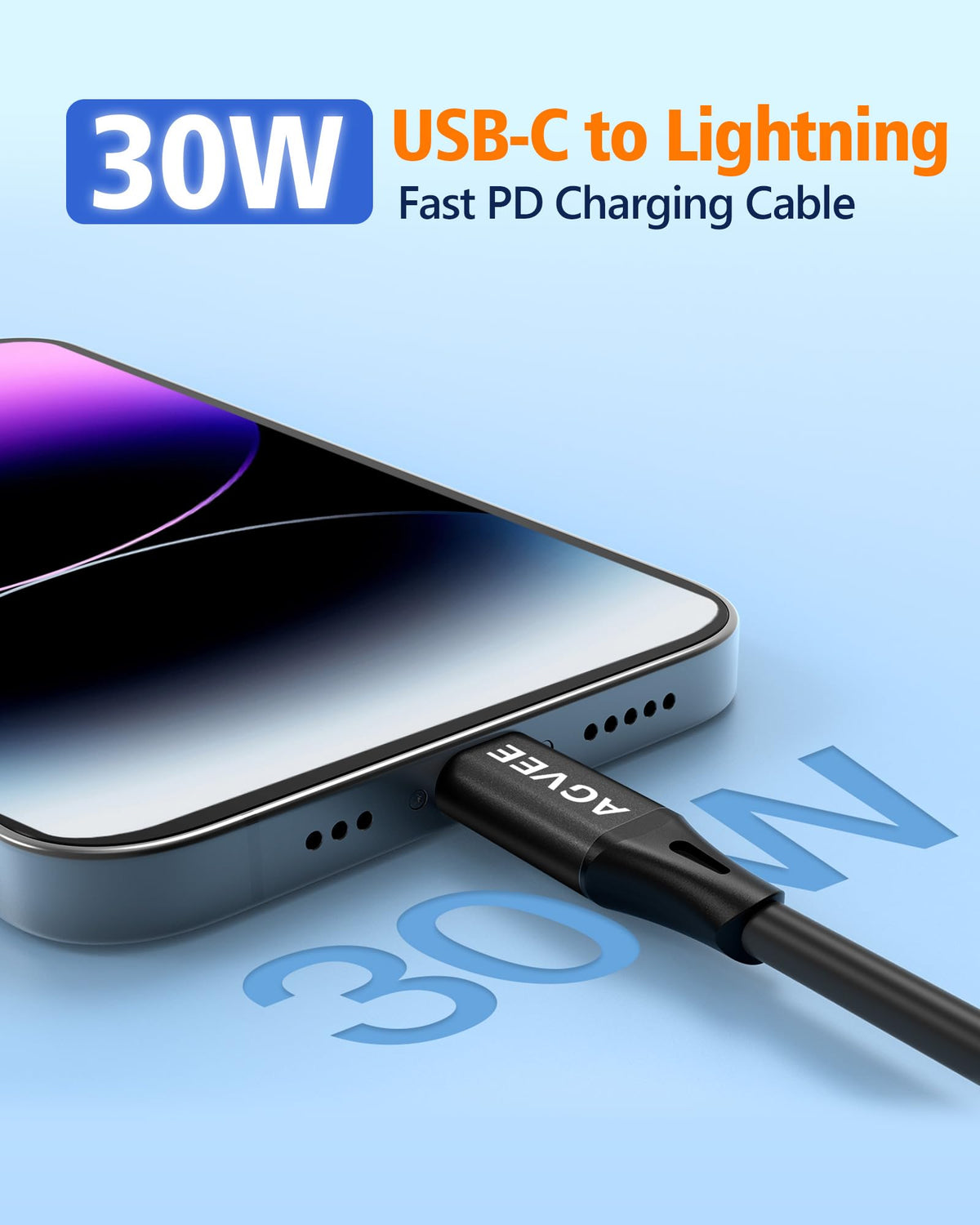 AGVEE 3ft Coiled USB-C to Lightning Cable [MFI Certified] Carplay