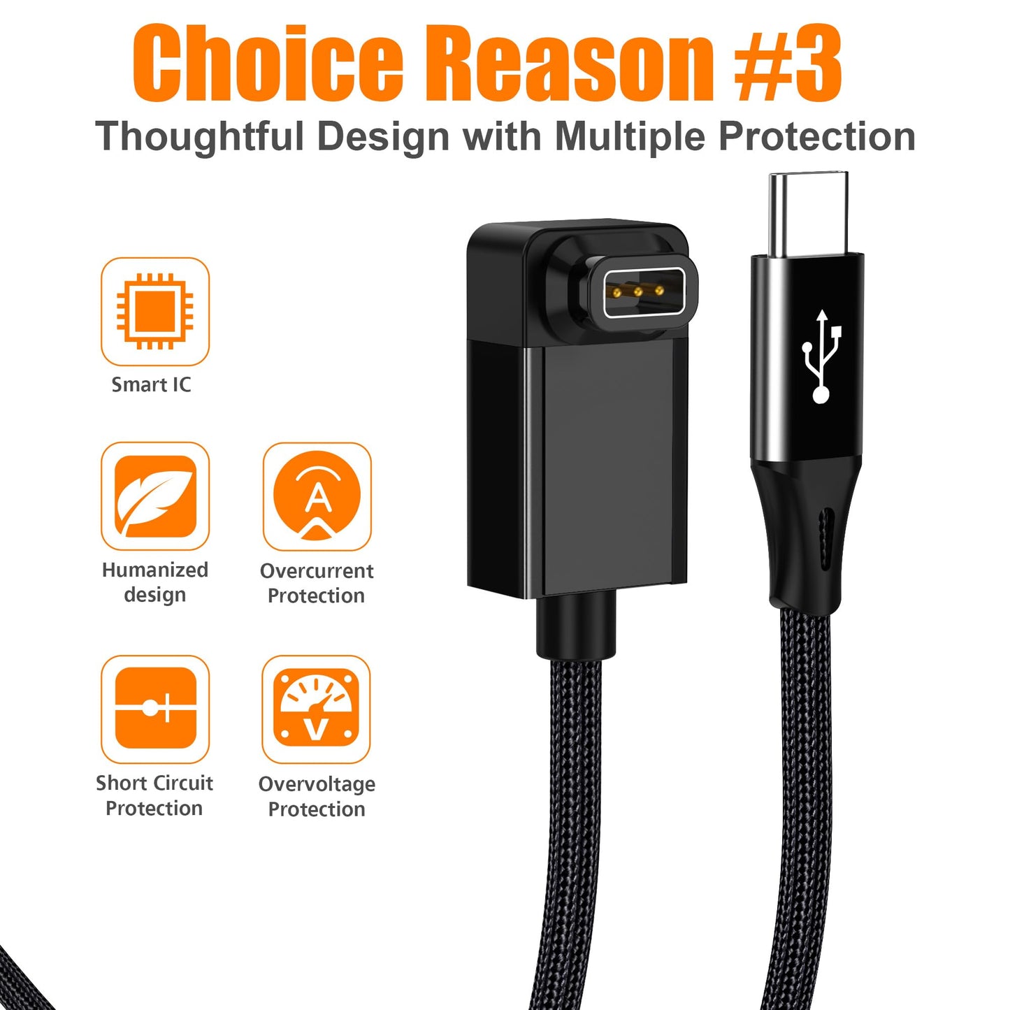 AGVEE 2 Pack 3.3ft Charger for Coros Smartwatch, L-Shape Right Angle