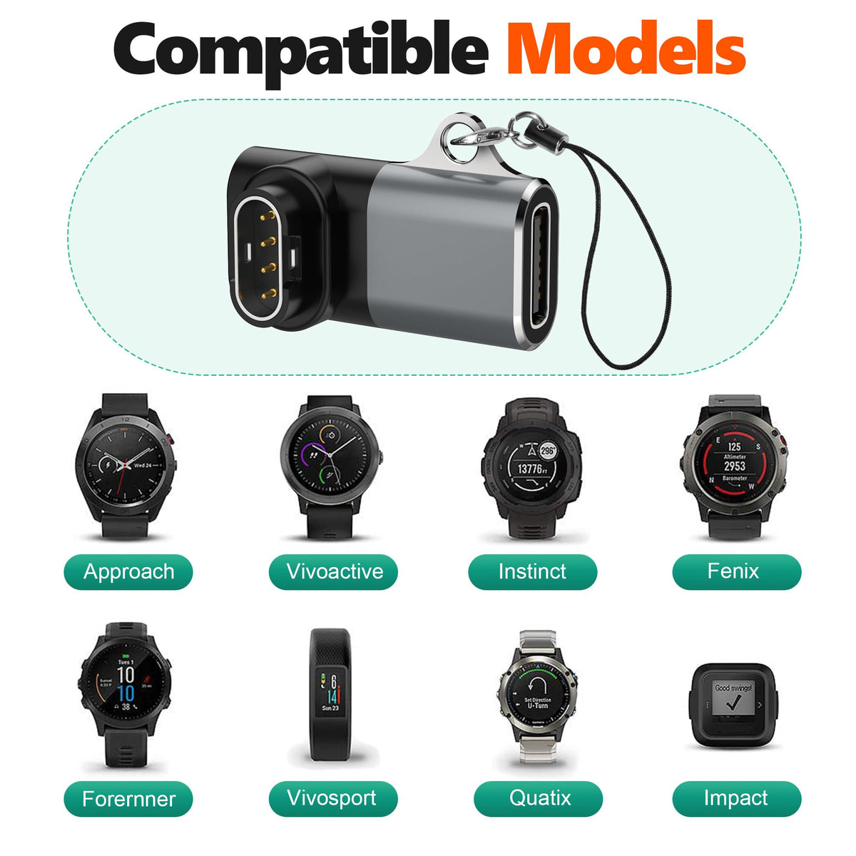 AGVEE 4 Pack Charger Adapter for Garmin Watch, L-Shape Converter