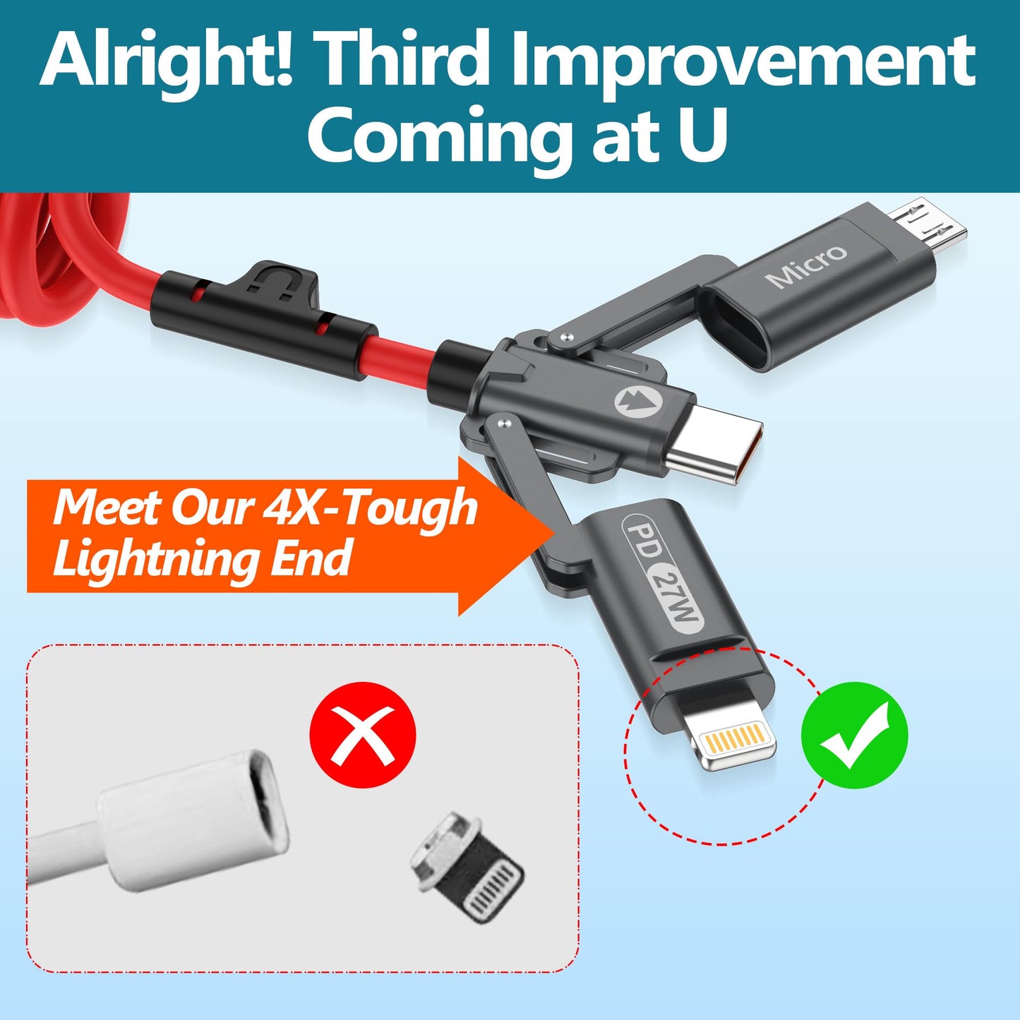 AGVEE 5ft 5-in-1 Coiled Multi Charging Charger Data Transfer Cable