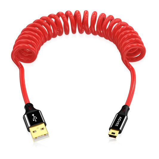AGVEE 1.6ft Coiled USB-A to Mini USB Cable, [USB-IF Certified]