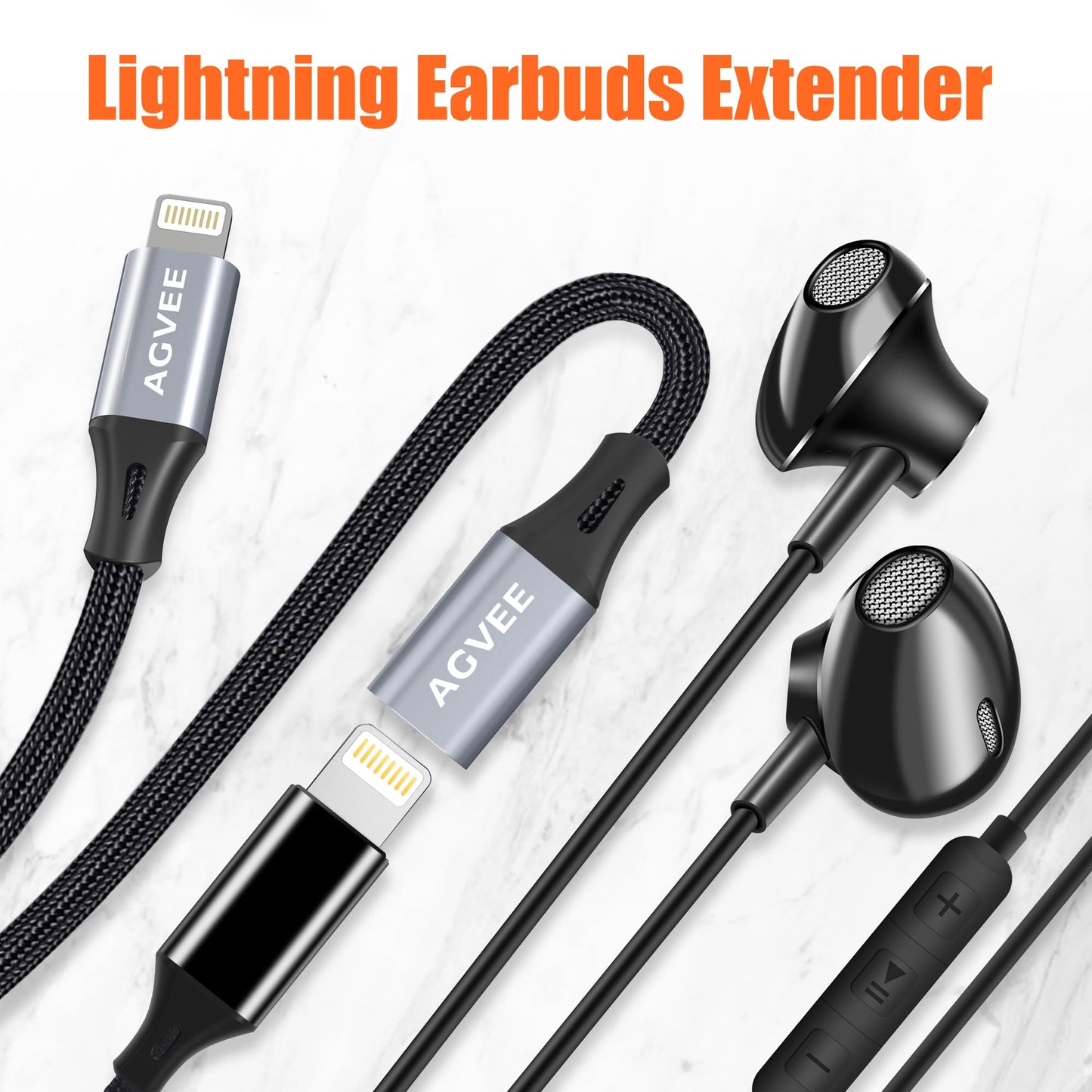 AGVEE 1ft Lightning Extension Cable