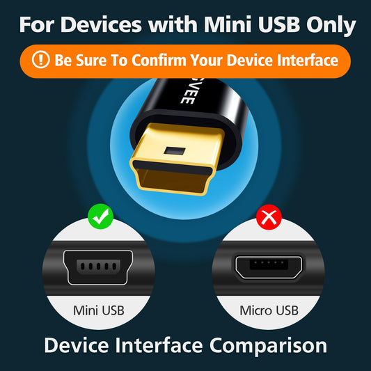 AGVEE 1.6ft Coiled USB-A to Mini USB Cable, [USB-IF Certified]