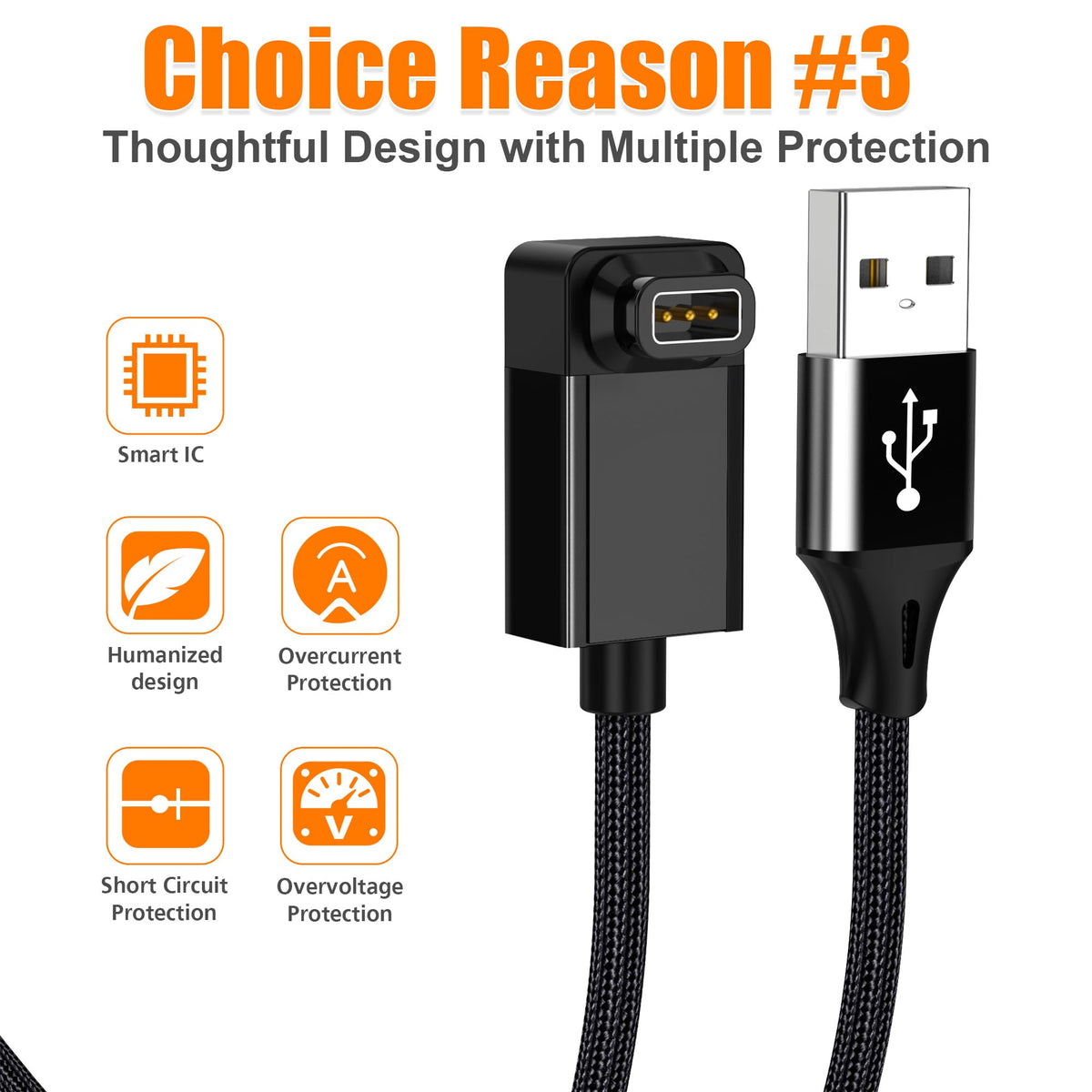 AGVEE 2 Pack 3.3ft Charger for Coros Smartwatch, L-Shape Right Angle