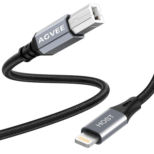 AGVEE 6.6ft Lightning MIDI Cable, 8 Pin to USB-B Cord