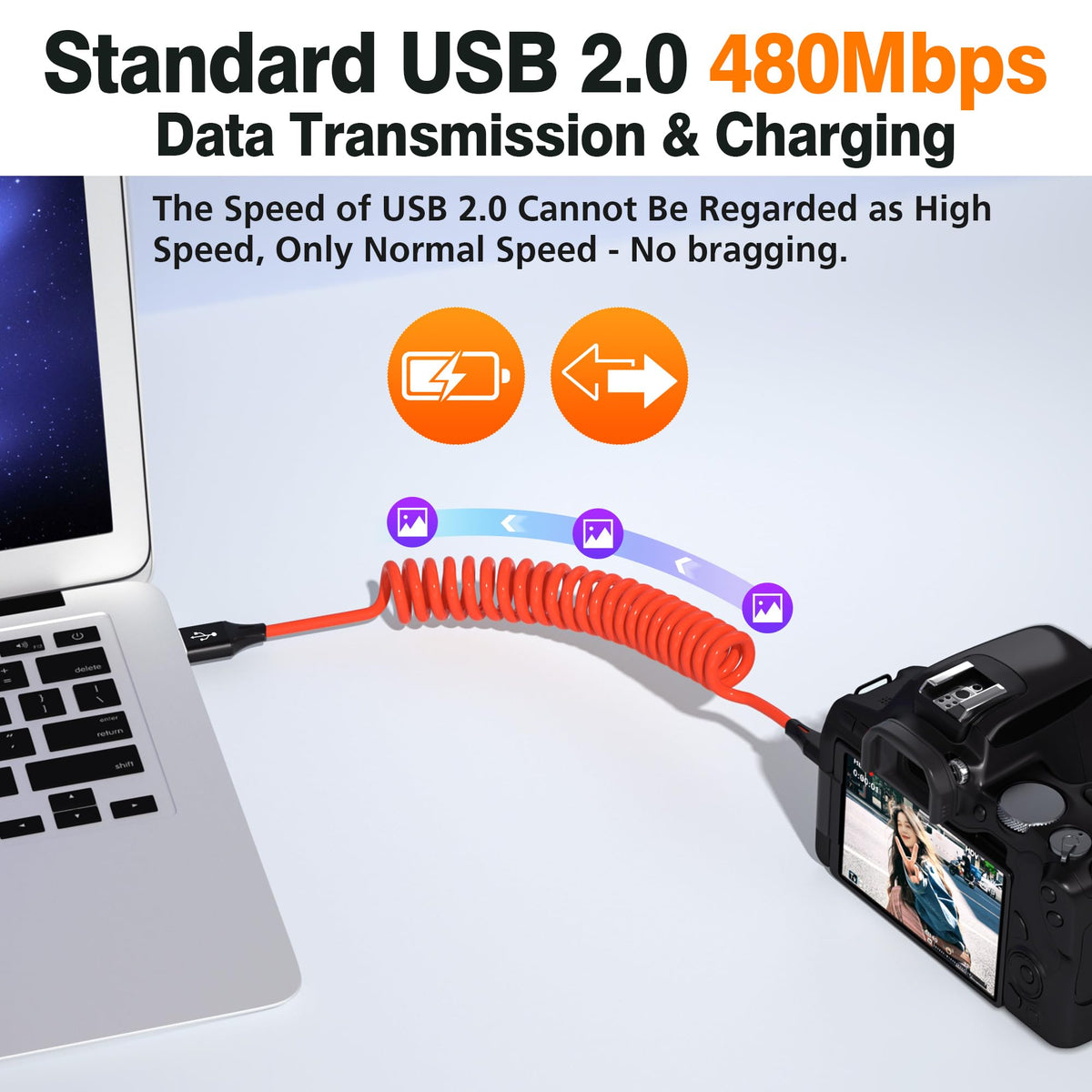 AGVEE 1.6ft Coiled USB-A to Mini USB Cable, [USB-IF Certified]