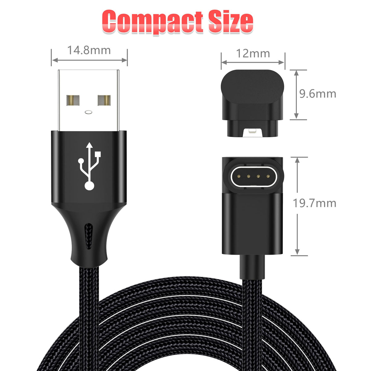 AGVEE 2 Pack 3.3ft Charger for Garmin Watch, L-Shape Charging Cable