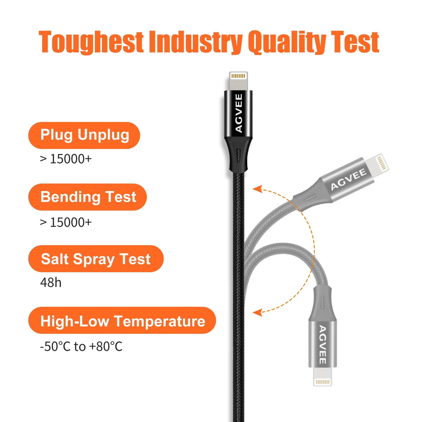 AGVEE 1ft Lightning Extension Cable