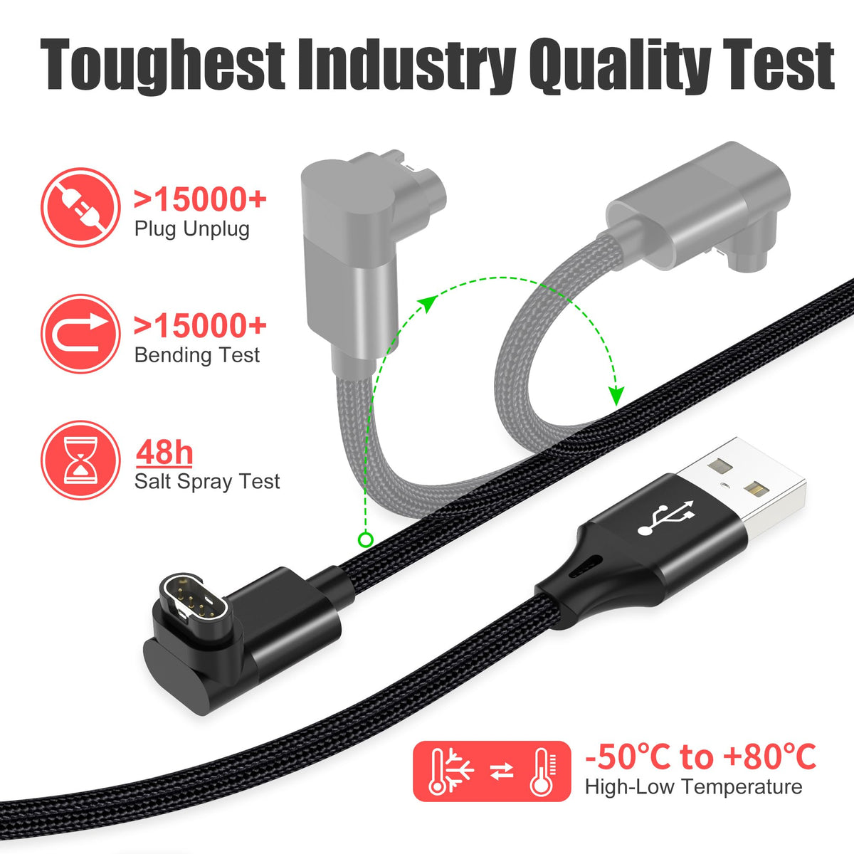 AGVEE 2 Pack 3.3ft Charger for Garmin Watch, L-Shape Charging Cable