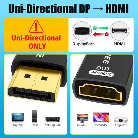 AGVEE 2 Pack 4K@60HZ DisplayPort to HDMI Adapter DP Display Port Converter
