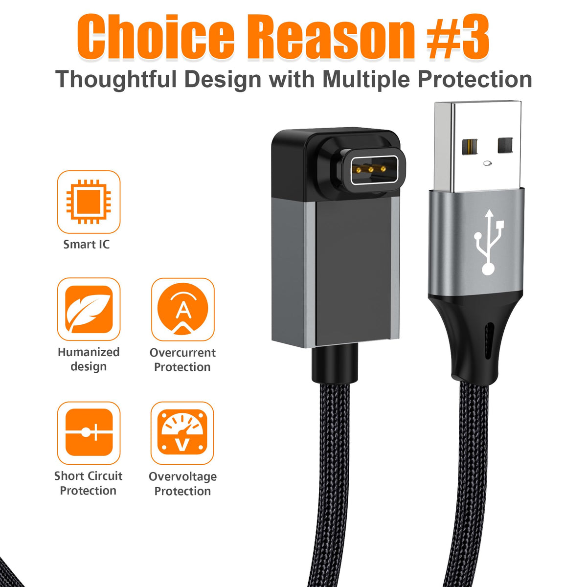 AGVEE 1.5ft Charger for Coros Smartwatch, L-Shape Right Angle