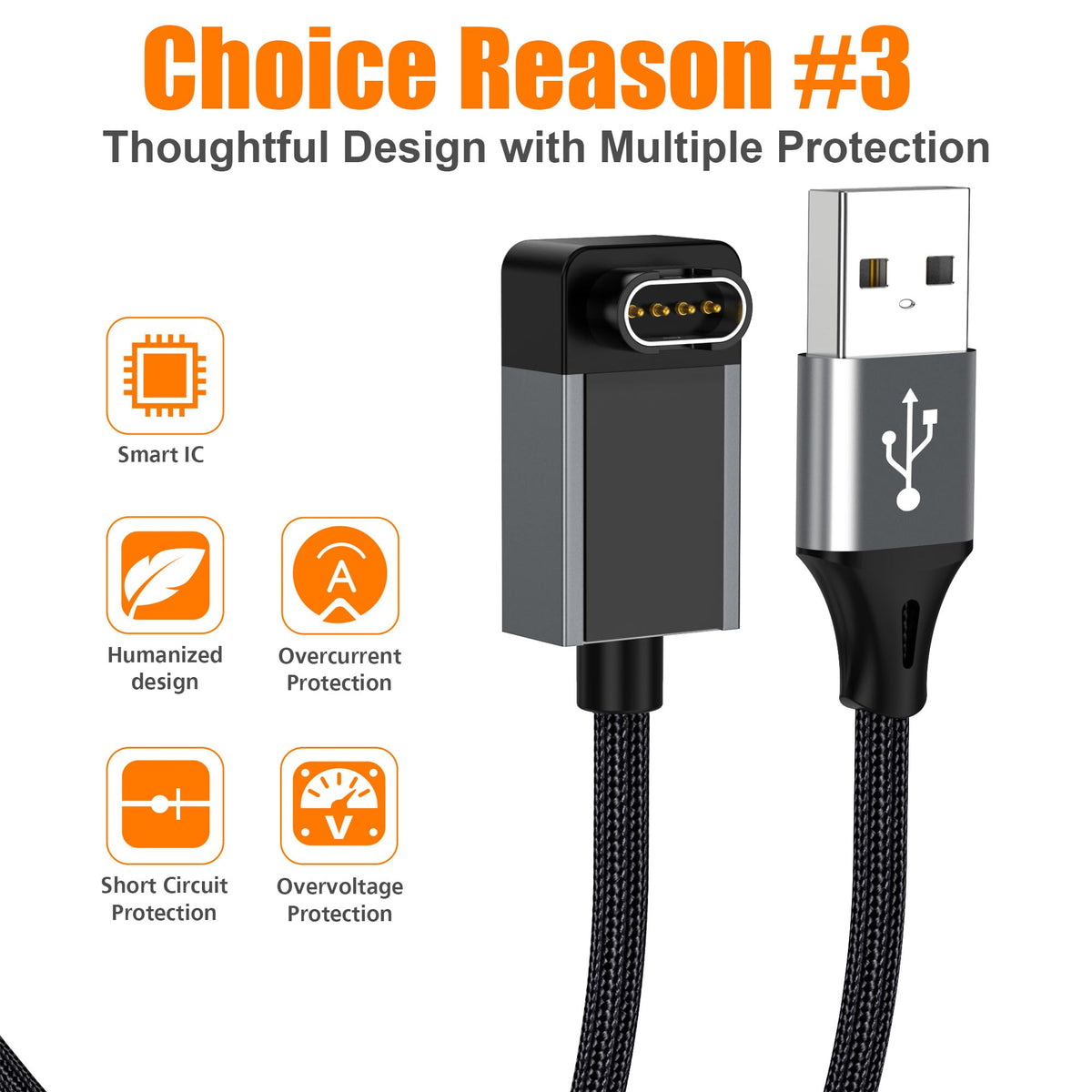 AGVEE 2 Pack 6.6ft Charger for Garmin Watch, L-Shape Nil Gap Charging Cable