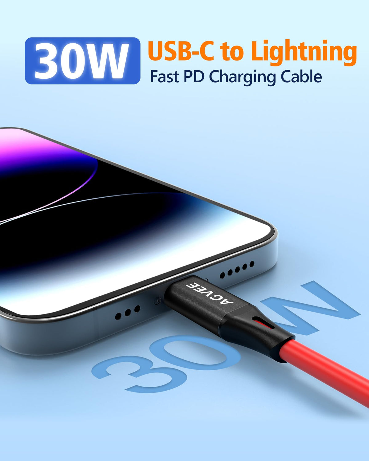 AGVEE 3ft Coiled USB-C to Lightning Cable [MFI Certified] Carplay
