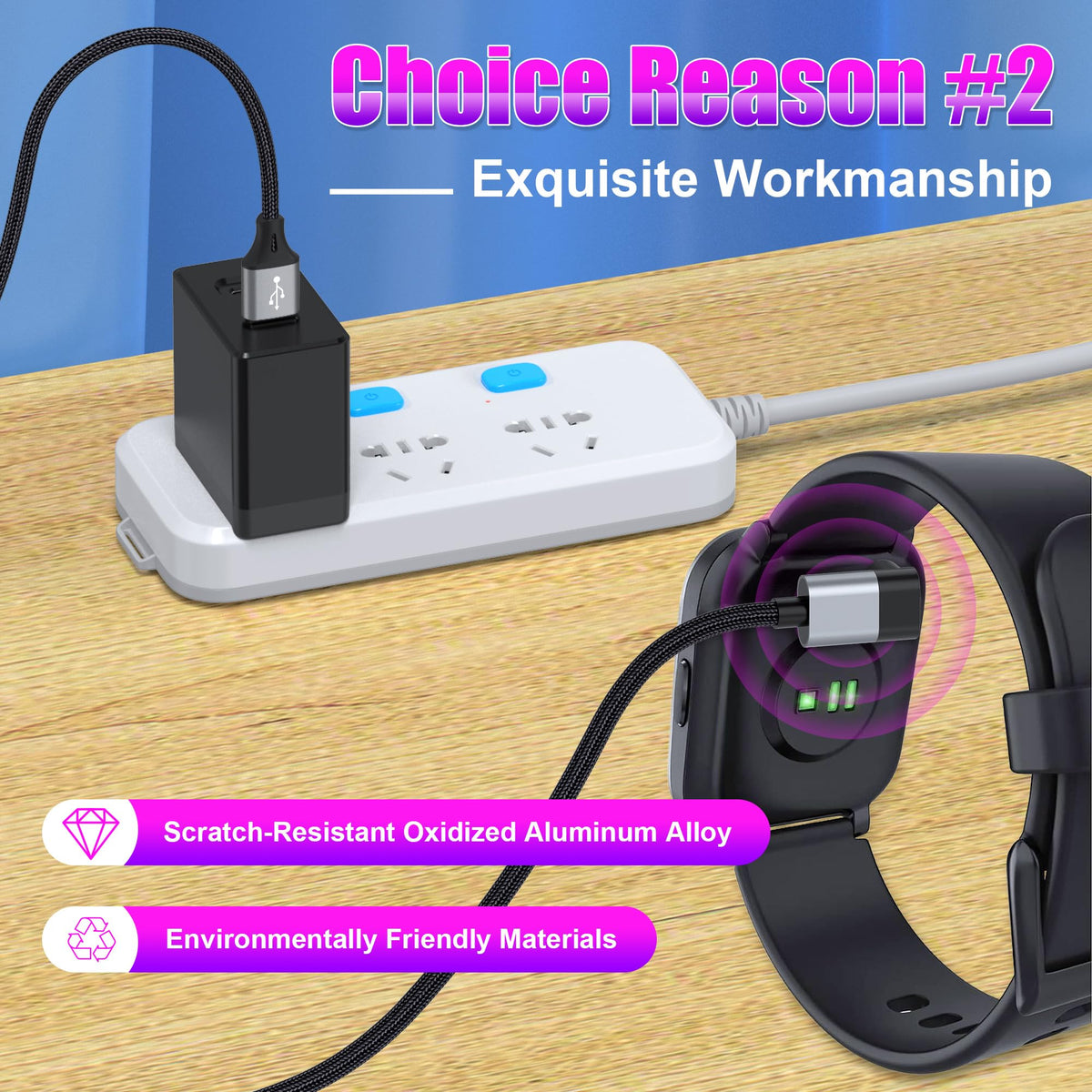 AGVEE 2 Pack 3.3ft Charger for Garmin Watch, L-Shape Charging Cable