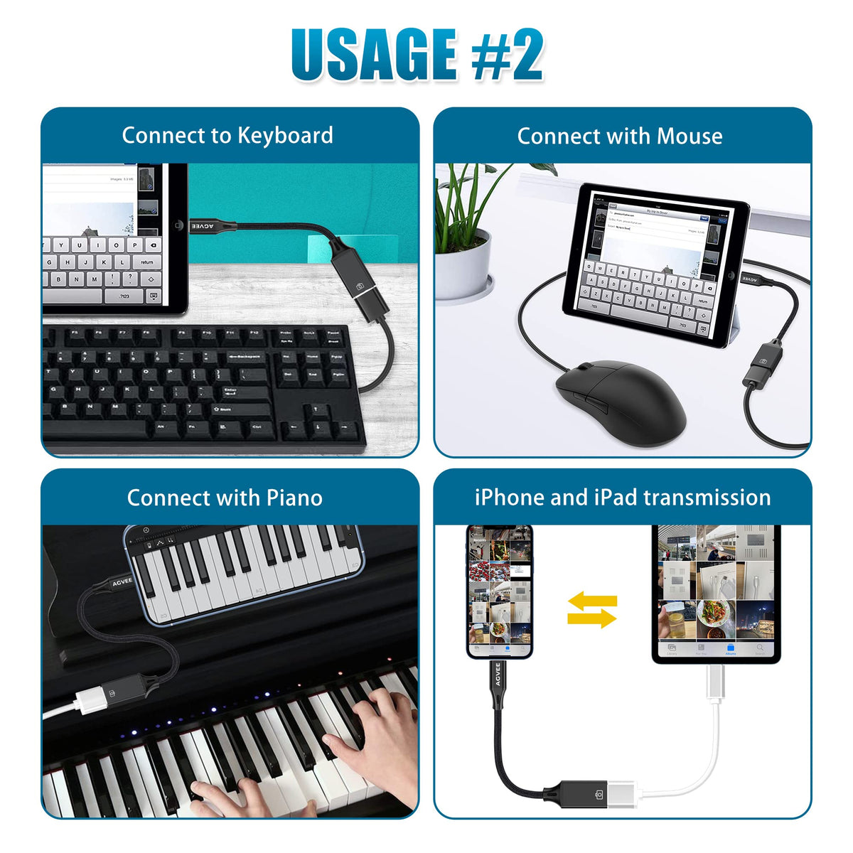 AGVEE 4 inch Lightning to USB Camera Adapter